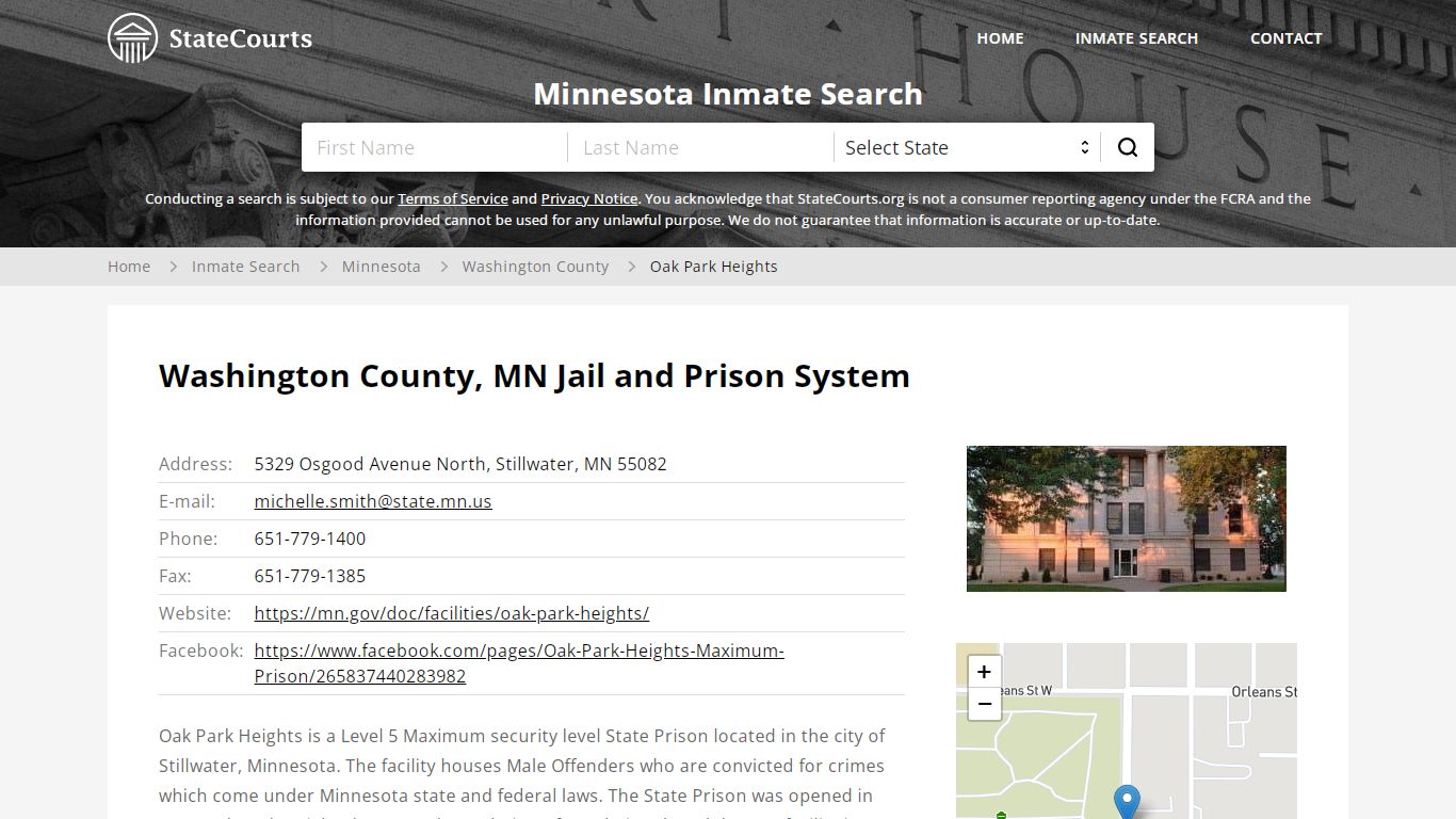 Oak Park Heights Inmate Records Search, Minnesota ...