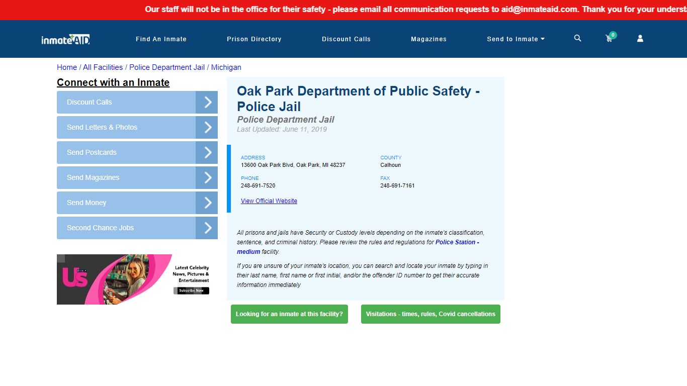 Oak Park Department of Public Safety - Police Jail MI ...